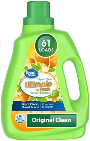Great Value Ultimate Fresh Laundry Detergent, Original Clean, 88 fl oz, 61 Loads Great Value Ultimate Fresh Laundry Detergent, Original Clean, 88 fl oz, 61 Loads