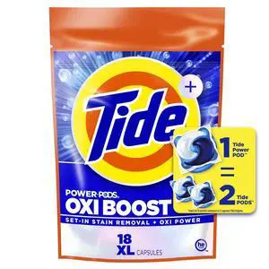 Tide Oxi Boost Power PODS with Stain Remover and Oxi Power Laundry Detergent Pacs, 18 Count Tide Oxi Boost Power PODS with Stain Remover and Oxi Power Laundry Detergent Pacs, 18 Count