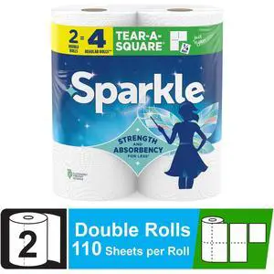 Sparkle Tear-A-Square Paper Towels, 2 Double Rolls, 110 Sheets per Roll Sparkle Tear-A-Square Paper Towels, 2 Double Rolls, 110 Sheets per Roll