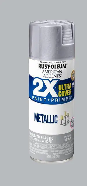 Silver, Rust-Oleum American Accents 2X Ultra Cover Metallic Spray Paint-327910, 12 oz Silver, Rust-Oleum American Accents 2X Ultra Cover Metallic Spray Paint-327910, 12 oz