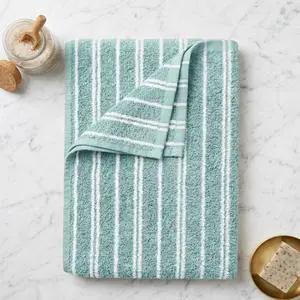 Mainstays Basic Striped Bath Towel, Aqua Mainstays Basic Striped Bath Towel, Aqua