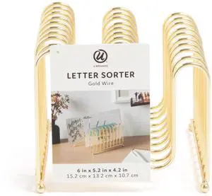 U Brands Bent Wire Letter Sorter, 5.95 x 5.2 x 4.21 in., Gold U Brands Bent Wire Letter Sorter, 5.95 x 5.2 x 4.21 in., Gold