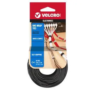 VELCRO Brand ONE-WRAP Ties 8in x 1/2in Ties Gray & Black 50 Ct VELCRO Brand ONE-WRAP Ties 8in x 1/2in Ties Gray & Black 50 Ct