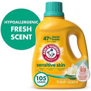 ARM & HAMMER Sensitive Skin Plus Fresh Scent Liquid Laundry Detergent 105 fl oz, 105 Loads ARM & HAMMER Sensitive Skin Plus Fresh Scent Liquid Laundry Detergent 105 fl oz, 105 Loads