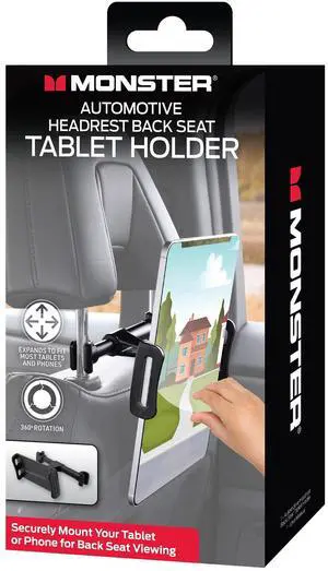 Monster Universal Backseat Headrest Tablet Mount - Keep Passengers Entertained on the Go! Monster Universal Backseat Headrest Tablet Mount - Keep Passengers Entertained on the Go!
