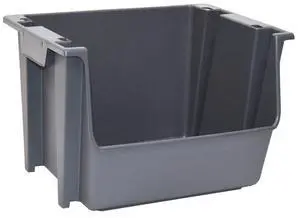 Mighty Tuff Garage Stacking Storage Bin, Plastic, Gray Mighty Tuff Garage Stacking Storage Bin, Plastic, Gray