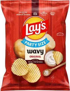 Lay's Wavy Original Potato Chips, Party Size, 13 oz Bag Lay's Wavy Original Potato Chips, Party Size, 13 oz Bag