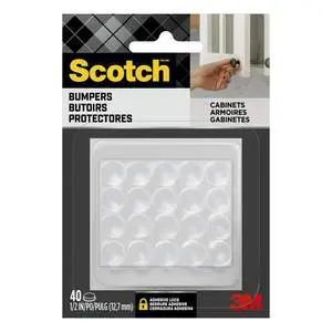 Scotch Adhesive Bumper Pads, Clear, Rubber Cabinet Door Stoppers, Self-Stick, 1/2 inch., 40 pack Scotch Adhesive Bumper Pads, Clear, Rubber Cabinet Door Stoppers, Self-Stick, 1/2 inch., 40 pack