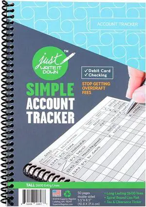Superior Register Simple Account Tracker, 5.5 x 8.5, Money Ledger, 50 Pages, Spiral Bound, 1-Count Superior Register Simple Account Tracker, 5.5 x 8.5, Money Ledger, 50 Pages, Spiral Bound, 1-Count