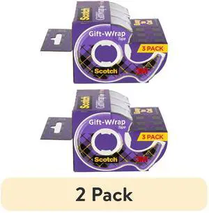 (2 pack) Scotch Gift Wrap Tape Dispensers, Satin Finish, 3/4 in. x 325 in., 3 Count (2 pack) Scotch Gift Wrap Tape Dispensers, Satin Finish, 3/4 in. x 325 in., 3 Count