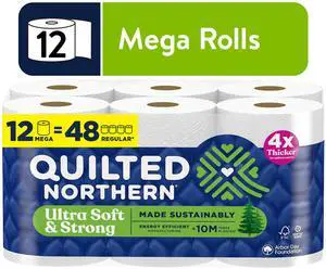 Quilted Northern Ultra Soft & Strong 2-Ply Toilet Paper, 12 Mega Rolls, 255 Sheets Per Roll Quilted Northern Ultra Soft & Strong 2-Ply Toilet Paper, 12 Mega Rolls, 255 Sheets Per Roll