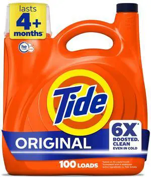 Tide Original Scent Laundry Detergent Liquid, 125 fl oz, 100 Loads, with 6X Boosted Cleaning Power Tide Original Scent Laundry Detergent Liquid, 125 fl oz, 100 Loads, with 6X Boosted Cleaning Power