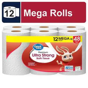 Great Value Ultra Strong 2-Ply Toilet Paper, 12 Mega Rolls Great Value Ultra Strong 2-Ply Toilet Paper, 12 Mega Rolls