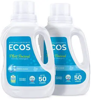 ECOS Free & Clear Laundry Detergent Liquid, 50 Fl Oz (Pack of 2) ECOS Free & Clear Laundry Detergent Liquid, 50 Fl Oz (Pack of 2)