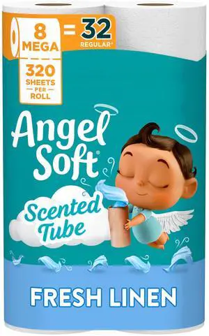 Angel Soft Toilet Paper, 2-Ply, Fresh Linen Scented, 8 Mega Rolls Angel Soft Toilet Paper, 2-Ply, Fresh Linen Scented, 8 Mega Rolls