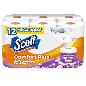 Scott ComfortPlus Scented Toilet Paper, Tube, 12 Rolls, 310 Sheets per Roll Scott ComfortPlus Scented Toilet Paper, Tube, 12 Rolls, 310 Sheets per Roll