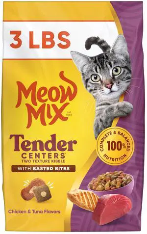 Meow Mix Tender Centers with Basted Bites Dry Cat Food, Chicken & Tuna Flavors, 3 lb. Bag Meow Mix Tender Centers with Basted Bites Dry Cat Food, Chicken & Tuna Flavors, 3 lb. Bag