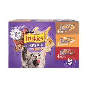 Purina Friskies Gourmet Grill Chicken Dinner & Beef Meaty Bits Wet Cat Food Variety Pack, 5.5 oz Cans, 12 Pack Purina Friskies Gourmet Grill Chicken Dinner & Beef Meaty Bits Wet Cat Food Variety Pack, 5.5 oz Cans, 12 Pack