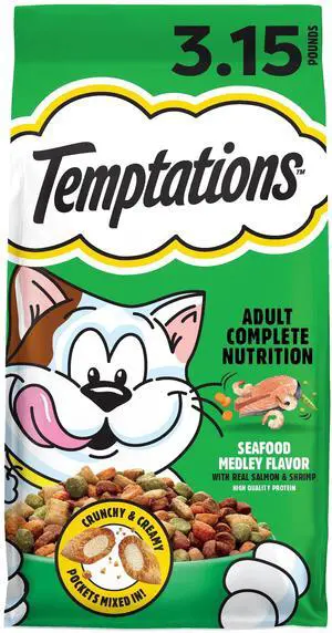 Temptations Dry Cat Food Seafood Medley Flavor, 3.15 Lb Bag Temptations Dry Cat Food Seafood Medley Flavor, 3.15 Lb Bag