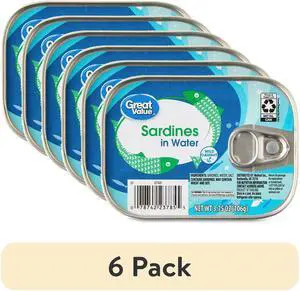 Great Value Sardines in Water, 3.75 oz, 6 Pack Great Value Sardines in Water, 3.75 oz, 6 Pack