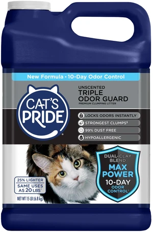 Cat's Pride Unscented Clumping Cat Litter Max Power Triple Odor Guard, 15 lb Jug Cat's Pride Unscented Clumping Cat Litter Max Power Triple Odor Guard, 15 lb Jug