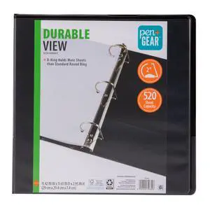 Pen+Gear 3-Ring Durable View Binder, 2" D-Rings, Black, 1 Count Pen+Gear 3-Ring Durable View Binder, 2" D-Rings, Black, 1 Count