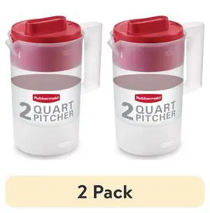 Rubbermaid Plastic Pitcher, Clear/Red, 2 Quart (2 Pack) Rubbermaid Plastic Pitcher, Clear/Red, 2 Quart (2 Pack)
