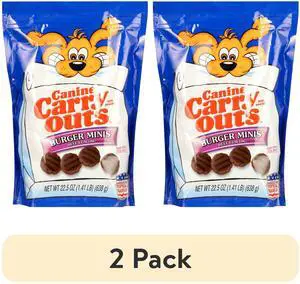 2 Pack Canine Carry Outs Burger Minis Beef Flavor Dog Treats, 22.5oz Bag 2 Pack Canine Carry Outs Burger Minis Beef Flavor Dog Treats, 22.5oz Bag