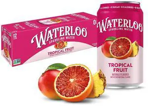 Waterloo Sparkling Water Tropical Fruit, 12 Fl Oz Cans, Pack of 12 Waterloo Sparkling Water Tropical Fruit, 12 Fl Oz Cans, Pack of 12