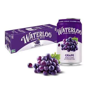 Waterloo Sparkling Water Grape 12 Fl Oz Cans Pack of 12 Waterloo Sparkling Water Grape 12 Fl Oz Cans Pack of 12