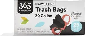 Flextra Strength Drawstring Trash Bags, 30 Gallon, 25 Count, 365 by Whole Foods Market Flextra Strength Drawstring Trash Bags, 30 Gallon, 25 Count, 365 by Whole Foods Market