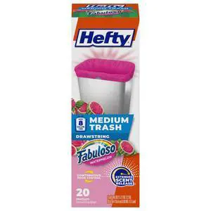 Hefty 8 Gallon Medium Trash Bags, Pink, Fabuloso Watermelon Scent, 20 Count Hefty 8 Gallon Medium Trash Bags, Pink, Fabuloso Watermelon Scent, 20 Count
