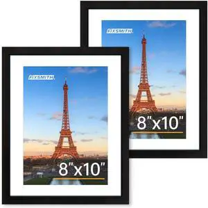 FIXSMITH Set of 2 8x10 Picture Frames, HD Plexiglass, Display 5x7 with Mat or 8x10 Without Mat, Multiple Picture Frame Collage for Tabletop or Wall Display, Black FIXSMITH Set of 2 8x10 Picture Frames, HD Plexiglass, Display 5x7 with Mat or 8x10 Without Mat, Multiple Picture Frame Collage for Tabletop or Wall Display, Black
