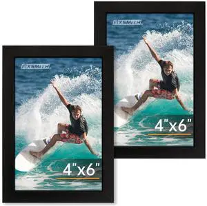 FIXSMITH 4x6 Picture Frame Set of 2, Black, HD Plexiglass, Wall Hanging or Tabletop Display Photo Frames FIXSMITH 4x6 Picture Frame Set of 2, Black, HD Plexiglass, Wall Hanging or Tabletop Display Photo Frames