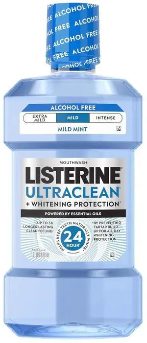 Listerine Ultraclean Alcohol-Free Mouthwash Mild Mint 33.8 fl oz / 1L Listerine Ultraclean Alcohol-Free Mouthwash Mild Mint 33.8 fl oz / 1L