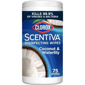 Clorox Scentiva Antibacterial Disinfecting Wipes, Coconut and Waterlily, 75 Count Clorox Scentiva Antibacterial Disinfecting Wipes, Coconut and Waterlily, 75 Count
