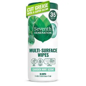 Seventh Generation Multi-Surface Cleaning Wipes, Garden Mint Scent, 35 Wipes, Cuts Grease & Grime Seventh Generation Multi-Surface Cleaning Wipes, Garden Mint Scent, 35 Wipes, Cuts Grease & Grime