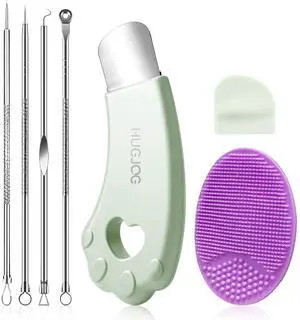 304 Stainless Steel Blackhead Remover Tools for Face and Nose, Pore Extractor Spatula for Deep Pore Cleaning with Soft Silicone Cleansing Brush and 4 Blackhead Needles 304 Stainless Steel Blackhead Remover Tools for Face and Nose, Pore Extractor Spatula for Deep Pore Cleaning with Soft Silicone Cleansing Brush and 4 Blackhead Needles