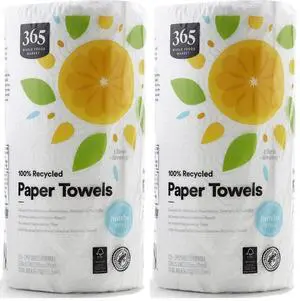 365 by Whole Foods Market 100% Recycled Jumbo Paper Towels Ultra-Strong, 135 Sheets per Roll, 1 Count (Pack of 2) 365 by Whole Foods Market 100% Recycled Jumbo Paper Towels Ultra-Strong, 135 Sheets per Roll, 1 Count (Pack of 2)