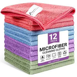 SIFANGKE Microfiber Cleaning Cloth and Rags, 12 Pack Assorted Colorful Reusable Towels for Car, Kitchen, Bathroom, Housekeeping and Household Cleaning, 11.8" x 11.8" SIFANGKE Microfiber Cleaning Cloth and Rags, 12 Pack Assorted Colorful Reusable Towels for Car, Kitchen, Bathroom, Housekeeping and Household Cleaning, 11.8" x 11.8"