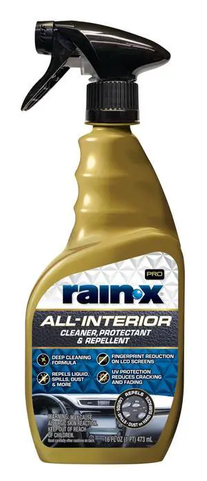 Rain-X 620232SRP All-Interior Cleaner Protectant & Repellent for Car Interiors, Cleans + Repels Liquid Spills & Dust without Residue, Cherry Scent, 16 Fl Oz. Rain-X 620232SRP All-Interior Cleaner Protectant & Repellent for Car Interiors, Cleans + Repels Liquid Spills & Dust without Residue, Cherry Scent, 16 Fl Oz.