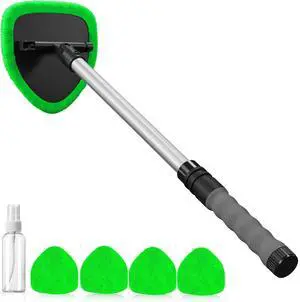 Desin Windshield Cleaning Tool, Car Window Cleaner Windshield Cleaner with 4 Reusable and Washable Microfiber Pads and Extendable Handle Auto Inside Glass Wiper Kit (Gree Desin Windshield Cleaning Tool, Car Window Cleaner Windshield Cleaner with 4 Reusable and Washable Microfiber Pads and Extendable Handle Auto Inside Glass Wiper Kit (Gree