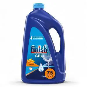 Finish Gel Dishwasher Detergent Liquid, 75oz, Orange, Plastic Free Formula Finish Gel Dishwasher Detergent Liquid, 75oz, Orange, Plastic Free Formula
