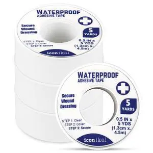 Iconikal First Aid Waterproof Adhesive Tape, 8-Pack, 0.5 x 180 Inches, White Iconikal First Aid Waterproof Adhesive Tape, 8-Pack, 0.5 x 180 Inches, White