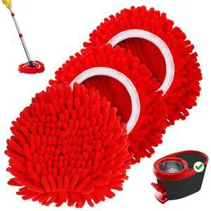 Baderke 3 Pack Chenille Duster Replacement Mop Heads Refills, Red Baderke 3 Pack Chenille Duster Replacement Mop Heads Refills, Red