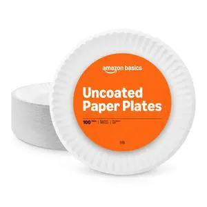 9" Uncoated White Paper Plates, Microwave Safe, 100 Count 9" Uncoated White Paper Plates, Microwave Safe, 100 Count