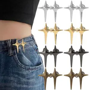 8 Sets Adjustable Star Button Pant Waist Tightener, No Sew No Tools Detachable Decorative Waist Buckles, Jean Buttons Pins for Loose Jeans, Pants, Skirts, Sleeves 8 Sets Adjustable Star Button Pant Waist Tightener, No Sew No Tools Detachable Decorative Waist Buckles, Jean Buttons Pins for Loose Jeans, Pants, Skirts, Sleeves