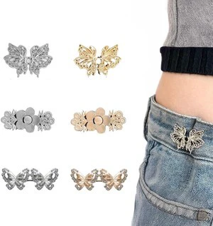 6 Sets Butterfly Buttons Pins Pant Waist Tightener for Loose Jeans, Reusable No-Sew Cincher Clips, Detachable Decorative Buckles Accessories for Clothing, Dresses, Skirts 6 Sets Butterfly Buttons Pins Pant Waist Tightener for Loose Jeans, Reusable No-Sew Cincher Clips, Detachable Decorative Buckles Accessories for Clothing, Dresses, Skirts
