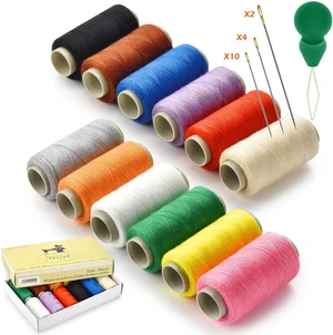 12-Color Polyester Sewing Thread Kit with Needle and Threader for Hand & Machine, DIY Home 12-Color Polyester Sewing Thread Kit with Needle and Threader for Hand & Machine, DIY Home