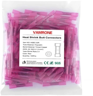 Red Heat Shrink Butt Wire Connectors 22-16 AWG 100PCS Insulated Waterproof Automotive Marine Grade for Boat Truck Red Heat Shrink Butt Wire Connectors 22-16 AWG 100PCS Insulated Waterproof Automotive Marine Grade for Boat Truck